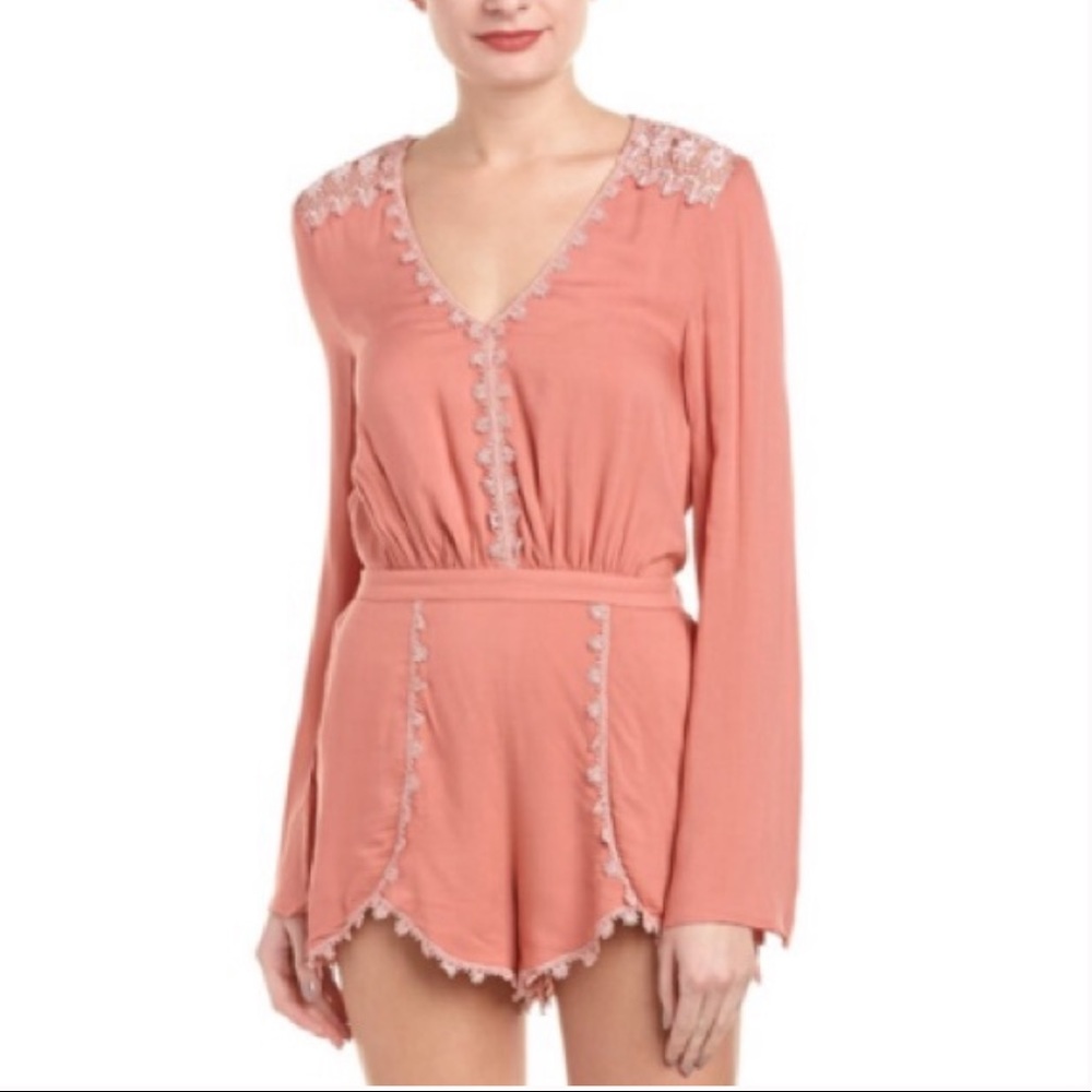 boho muted coral romper - Picture 3 of 10